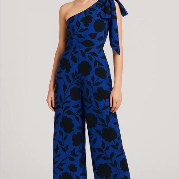 kate spade Pants - Kate Spade One-Shoulder Blue and Black Jumpsuit